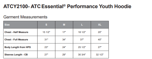 ATC ESSENTIAL® PERFORMANCE YOUTH HOODIE. ATCY2100